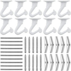 LunaLulinlk 10 Sets Ceiling Hooks Decorative Heavy Duty Metal Swag Hook for Hanging Plants Installation Cavity Wall Fixing, 25 lb Capacity(White) - 1 of 4