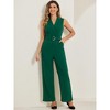 INSPIRE CHIC Women's Casual Sleeveless Shawl Collar Office Belted Cropped Jumpsuit - 3 of 4