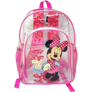 Disney Minnie Mouse 16″ Clear Backpack – Kids Transparent School Bag with Padded Straps & Zipper Pockets – TSA & Stadium Approved - 1 of 1
