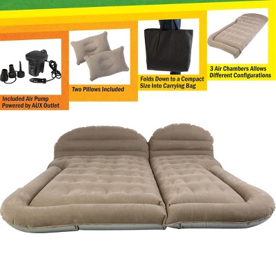 Gray Inflatable Car Air Mattress with Pump and Pillows