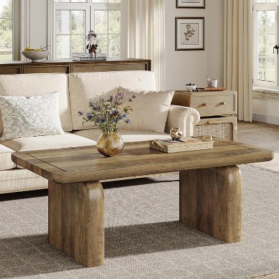 Tribesigns 47-Inch Coffee Table, Farmhouse Tea Table with Thickened Tabletop and Sturdy Base for Living Room, Easy Assembly