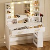 COMHOMA Vanity Desk with Mirror and LED Lights, Hairdryer Holder, 5 Drawers, Bedroom Dresser Table for Girls - 2 of 4