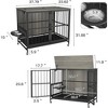Dog Crate Furniture, Dog Crate for Large Medium Dogs, Wooden Dog Kennel End Table, 37.8" Dog Cage Large Dogs with Wheel & with Flip-Top - 2 of 4