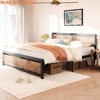 Bed Frame w/ Wooden Headboard Industrial Full Size /Queen Bed/King Size Platform Metal Bedframe No Box Spring Needed - 2 of 4
