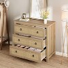 Rattan 3 Dresser for Bedroom, 29" Boho Tall Drawer Dresser with Storage, Wooden Closet Dressers Chest of Drawers Freestanding for Home, Natural - 2 of 4