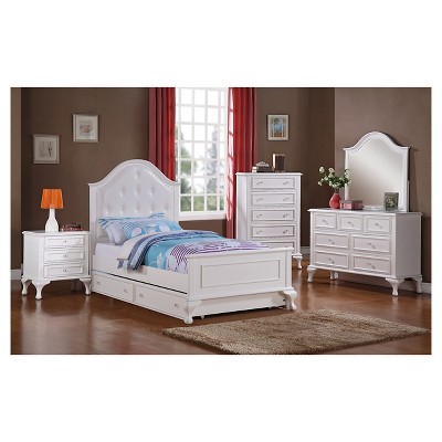 Isabella Youth Bed With Faux Leather Headboard Twin White - Picket ...