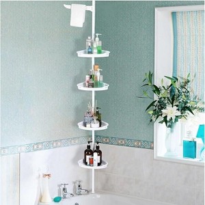 Corner Shower Caddy Tension Pole, 4 Tier Bathroom Shower Shelves Organizer with Adjustable Trays,Bathtub Shelves Shampoo Holder for Inside Shower - 1 of 4