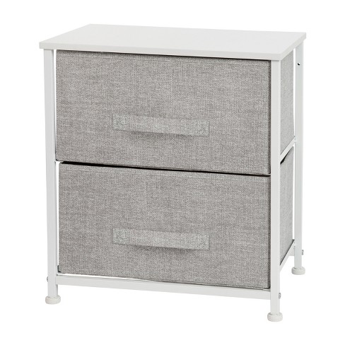 Emma and Oliver 2 Drawer Storage Stand with Wood Top & Dark Fabric Pull Drawers - image 1 of 4