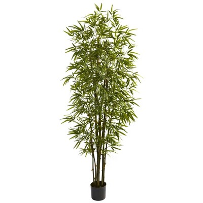 84" Artificial Green Bamboo Tree in Pot Black - Nearly Natural