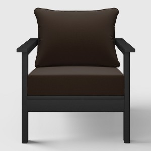 WestinTrends Avalon Black Outdoor Modern HDPE Patio Club Chair with Deep Seat Cushions - 1 of 4