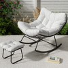 GustoWave Modern Papasan Rocking Chair, Outdoor Rocker Recliner Chair with Metal Frame and Thick Cushion, Outdoor Patio Lounge Chair - 2 of 4
