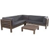 CAVINAS Patio Conversation Sets with Coffee Table, Acacia Wood Patio Sectional Furniture Set, Modern Outdoor Seating Set for Backyard - 4 of 4
