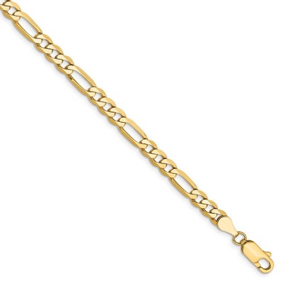 Black Bow Jewelry 4.75mm, 14k Yellow Gold, Flat Figaro Chain Bracelet, 8 Inch