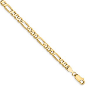 Black Bow Jewelry 4.75mm, 14k Yellow Gold, Flat Figaro Chain Bracelet, 8 Inch - 1 of 4