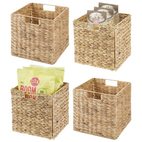 Mdesign Natural Hyacinth Stackable Pantry Bin Basket : Target