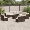 vidaXL Patio Sofa Set with Cushions Outdoor Furniture 14 Piece Poly Rattan - Brown and Cream With Table - 2 of 4