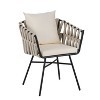 CAVINAS Outdoor Patio Dining Set for 6, Extendable Outdoor Dining Table with Polyester Woven Straps and 6 Chairs for Patio, Gray, Natural - 2 of 4