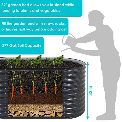 Large Dark Gray Galvalume Steel Raised Garden Bed