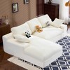 Spassway L-Shaped Compressed Sectional Sofa with 2 Pillows 3 Back Cushions Corduroy Sleeper Sofa - 3 of 4