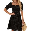 Womens Square Neck Printed Smocked with Ruffle Trim Lace Up Dress - 2 of 4