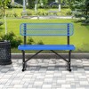 Itopfox Heavy Duty Metal Outdoor Park Bench with Backrest, Portable Frame for Commercial Use in Malls, Parks, Patios, Decks, Blue - 2 of 4