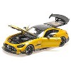 2021 Mercedes-Benz AMG GT Black Series Solarbeam Yellow Metallic with Black Top and Hood 1/18 Diecast Model Car by Minichamps - 3 of 4