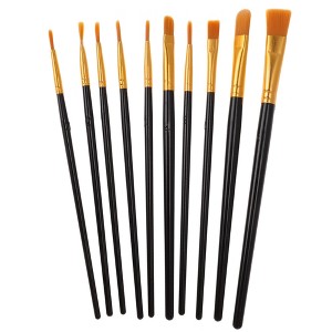 Unique Bargains Paint Brush Setfor Oil Paints Nylon Bristles with Aluminum Collar and Plastic Handle 10 Pcs - 1 of 3