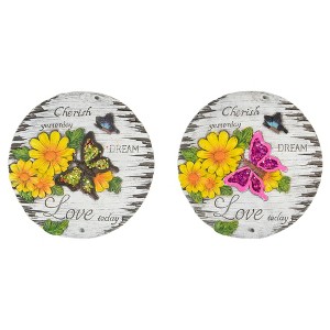 Northlight Set of 2 "Love Today" Outdoor Floral Garden Stones 10" - 1 of 4
