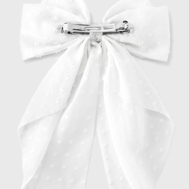 Swiss Dot Hair Bow Barrette - A New Day&#8482; White, 3 of 4