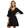 Women's Ruffle Tunic Dress V-Neck Pleated Flowy Skater Dresses - 2 of 4