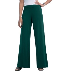 Jessica London Women's Plus Size Stretch Knit Wide Leg Pant - 1 of 4