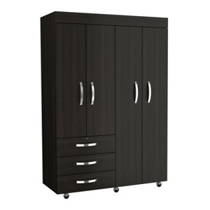 NicBex Armoire Wardrobe Closet Storage Cabinet with Doors & Drawer for Bedroom, Black - 1 of 4