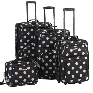 Rockland Polka Softside Upright Luggage Set Expandable Lightweight Black Dot 4-Piece (14/19/24/28) - 1 of 3