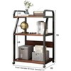 Printing Table with Wheels, 3 Tier Printer Stand with Shelf, Wood and Metal, Mobile Printer Stand with Lockable Wheels, Printing Cart for Fax, Copier - 2 of 4