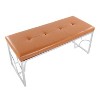 TiramisuBest Contemporary Bench in Silver Metal and Camel Faux Leather, 18.0"L Entryway Bench - 3 of 4