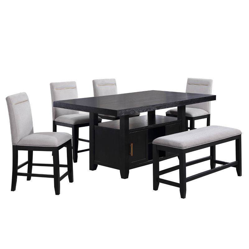 6pc Yves Counter Height Dining Set with Storage Rubbed Charcoal - Steve Silver Co., 1 of 12