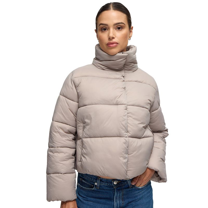 Ingrid + Isabel Short Puffer Jacket Mushroom Size XS