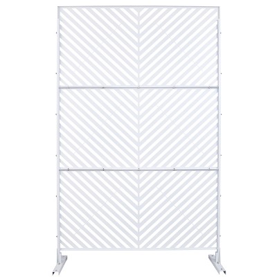 Grungis Matrix Metal Decorative Patio Screens,Freestanding Privacy Fence Panels Screen in Diagonal Stripe Pattern for Balcony,76" H×48" W