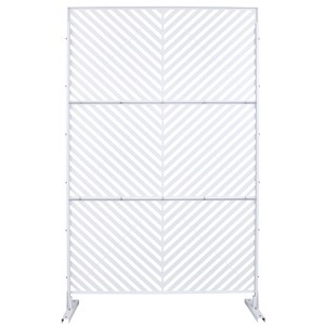 Grungis Matrix Metal Decorative Patio Screens,Freestanding Privacy Fence Panels Screen in Diagonal Stripe Pattern for Balcony,76" H×48" W - 1 of 4