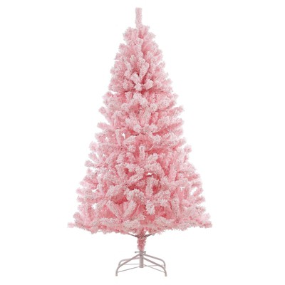 6Ft Pre-Lit Pink Artificial Christmas Tree, Prelighted Full Holiday Xmas Tree with 250 Multi Color Led Lights