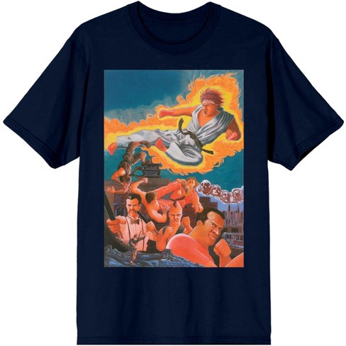 Street Fighter Ryu In Flame Mens Navy Blue Graphic Tee : Target