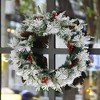 2 Pack 18in Pre-lit Snow Flocked Christmas Wreath, Lighted Artificial Xmas Wreath with 60 Warm Lights and 140 Tips - 3 of 4