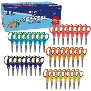 IDIY Kid's Scissors Class Value Packk (40pc) - 5" Soft Grip Blunt Tip Safety Scissors- Perfect for Arts & Crafts, Summer Camps, & School - 1 of 4