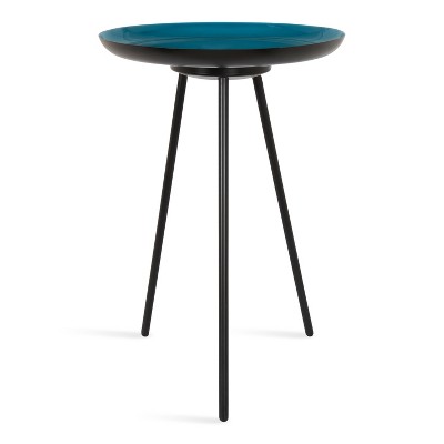 Laranya Round Teal and Gold Metal Side Table