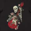 Skeleton With Guitar And Roses Crew Neck Short Sleeve Women's Black T-shirt - 2 of 3