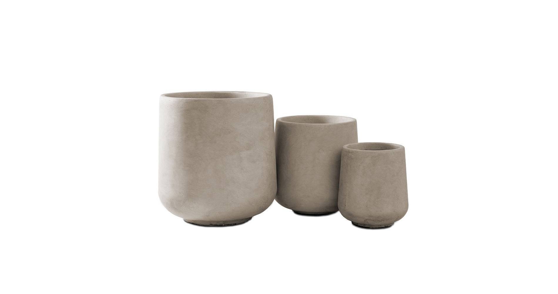 Rosemead Home & Garden 3pc Concrete Outdoor Planter Pot Beige