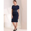 INSPIRE CHIC Women's Crew Neck Short Sleeve Business Elegant Office Peplum Sheath Dresses - 3 of 4