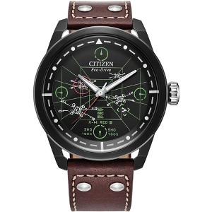 Citizen Men's Eco-Drive Star Wars Ships Watch, Brown Leather Strap, Black Dial - 1 of 4