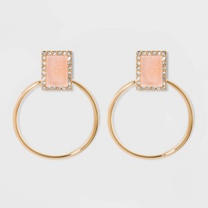 SUGARFIX by BaubleBar Crystal Druzy Hoop Earrings - Blush Pink, Women