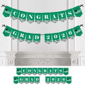 Big Dot of Happiness Green Graduation Bunting Banner - Party Decorations - Congrats Grad 2026 - 1 of 4